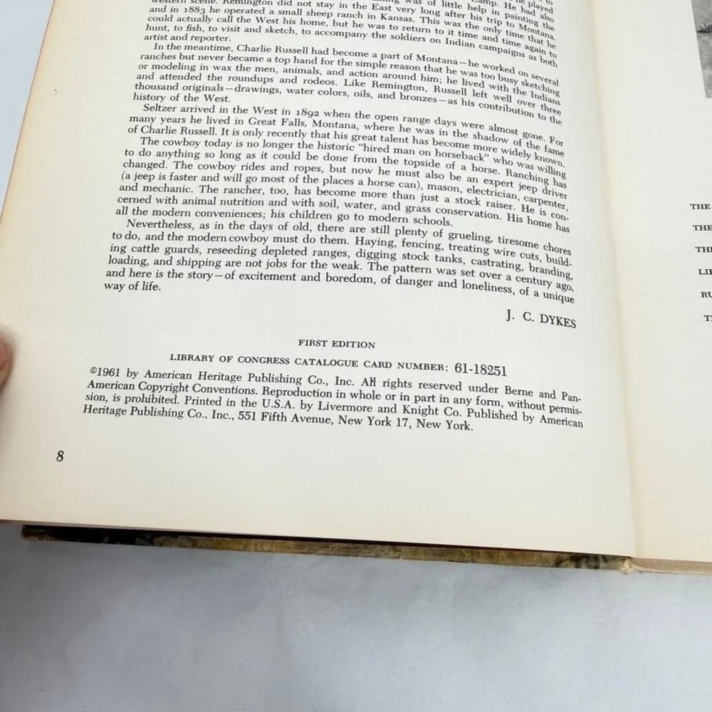 American Heritage Cowboys & Cattle Country HC Book 1st Ed Western Acceptable